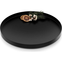 ecooe Decorative Tray, Round, Diameter 30 cm, Stainless Steel Serving Tray, Non-Slip Metal Cosmetic Trays, Decorative Plate for Advent Wreath, Plates, Desserts, Cosmetics, Jewellery, Candles