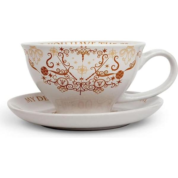 Harry Potter Grim Ceramic Tea Cup and Saucer Set, 12oz Official Wizarding World Collection, Hogwarts Theme Gift Set, Magic Tea Party Gift Set, Place Setting for 1