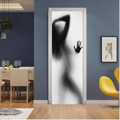 VIRANDA 3D Door Wallpaper Self-Adhesive Door Sticker Woman Door Film Poster Modern PVC Removable Waterproof Environmental Protection Door Stickers 77 x 200 cm