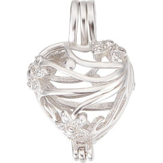 Beebeecraft 1 box 1 piece ball cage pendant, Sterling Silver with Cubic Zirconia