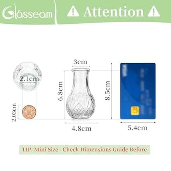 Glasseam Glass Small Vases for Table Decoration: Pack of 20 Mini Glass Vases Set Vintage Vase Small for Wedding Party Birthday Home Living Room Table Decoration