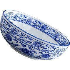 BESTonZON Ceramic Soup Bowl Noodle Bowl Asian Ramen Bowl Blue 8 Inch Chinese Style Bowl Soups Noodles Porridge Noodle Soup Salad Serving Bowl