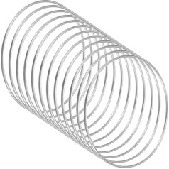 M METERXITY Pack of 12 Dream Catcher Rings, 5.5 Inch Metal Macrame Wreath Flower Round Rings Craft Hoop for DIY Wedding Wreath/Wall Decoration Crafts/Christmas Decoration [Silver]