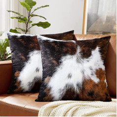 JOTOM Set of 2 Cushion Covers, Sofa Cushion, Decorative Plush, Cuddly Cushion, Plush Cushion, Couch Cushion, Soft Fluffy Cushion Cover for Sofa, Bedroom (40 x 40 cm, Cow Pattern A)