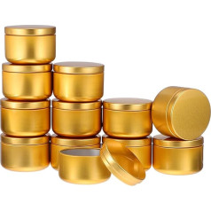Healifty 12 x Metal Candle Tins Aluminum Round Storage Containers for Candle Making Cosmetic Empty Refillable Box (Golden 1)