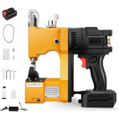 Sewing Machine with Battery Hand Sewing Machine 50000 mAh 21 V Electric Bag Sewing Machine Portable Bag Sealing Machine for Fabric Bag Paper Bag Sandbag Jute Bag Grain Bag, yellow, casual