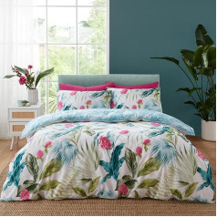 Catherine Lansfield Aruba Tropical Floral Green Reversible Duvet Cover Set with Pillow Cases