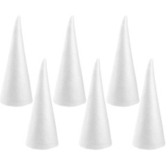 Polystyrene Cones for Crafts, Foam Tree Cones for Crafts, White Foam Cones, Styrofoam Shapes, Crafts for Home, Party, Children's Day, Wedding, Christmas Decoration, 6 Pieces