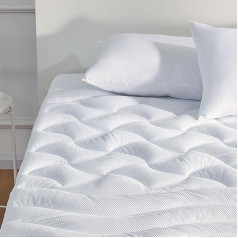 SLEEP ZONE Cooling Queen Mattress Topper Premium Mattress Topper Padded Breathable Washable Deep Pocket 8-21 Inch White Queen