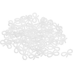 sourcing map Winzige glitzernde Weihnachtsschleifen, ABS, perlenähnliche Schleife, weiße Girlande für Heimwerker, Bastelprojekte, Neujahr, Winter, Party, Valentinstag, 500 Stück