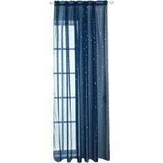 Homoyoyo Star Tulle Curtains, Sheer Star Curtains for Bedroom, Glitter Star Voile Curtain Panel, Voile Net Curtains for Home Cafes, Restaurants Decoration (100 x 270 cm, Navy Blue)