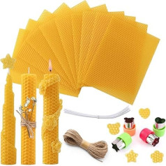 Yannige Beeswax Sheets for Candles, Beeswax Candles Make Your Own Set, 100% Pure Beeswax, Pack of 12 Yellow Beeswax Plates, Candles Make Your Own Set Children