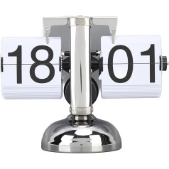 Mumusuki Retro Flip Clock, Battery Operated, Stainless Steel Desk Clock, Adjustable Time, Easy to Read, for Home and Office Decoration, Gift Ideas (White)