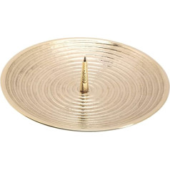 NKlaus Candle Groove Plate with Pin Diameter 15 cm Candle Plate Brass Gold Candle Holder Spiral Design 10563