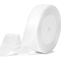 Organza Ribbon, White, Valentine's Day Ribbon, Gift Wrapping Ribbon for Valentine's Day, Ribbon Wide, Wedding Gift Ribbon, Champagne Pink Satin Ribbon, 2.5 cm