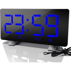 ThreeH Digital Alarm Clock with Radio (76.0MHZ-108.0MHZ) 2 Alarm Settings USB Port for Charging 4 Adjustable Brightness Snooze Digital Clock for Children Adults Blue