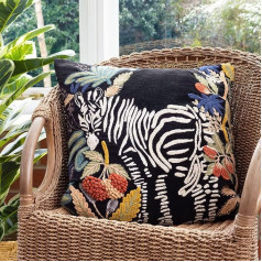 Wylder Exotic Zebra Embroidered Feather Filled Cushion - Twin Pack