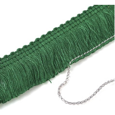 Beadthoven 25 Meters Tassel Border Fiber Lace Trim Fringe Embroidered Ribbon Green for Sewing Wedding Latin Dress Stage Clothing Decor 25mm Wide
