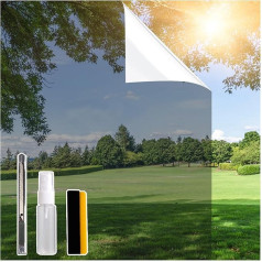 Mirror Film, Window Film, Privacy Screen, Self-Adhesive Sun Protection, Anti-UV Film, Window Film, Sun Protection from Inside, Transparent from Outside, Opaque (Silver, 60 x 400 cm)