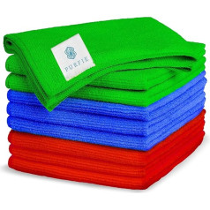 Ultra Soft Microfiber Cleaning Cloths Extra Large 40x40cm Thick Super Absorbent Lint Free Reusable Towels for Kitchen, Car and Home, Blue, Red, Green, Set of 4 (12 Pack)
