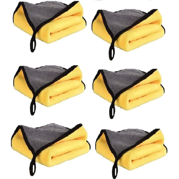 Microfiber Cleaning Cloths, 6 Pack Thick Super Absorbent Microfiber Plush Cloths for Car Washing, Cleaning, Waxing, Dusting and Drying, Car and Household Fiber Towel, 30x40cm