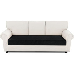 Easy-Going Sofa Seat Cushion Cover 3 Seater 1 Piece Stretch Jacquard Sofa Slipcover Non-Slip Pet Dog Couch Cushion Covers Replacement Cover for Caravan Sofas Furniture Protector Black