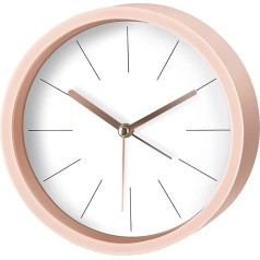 Modern Desktop Clock, Analog Clock, Battery Operated with Silent Design No Ticking, Small Table Clocks for Office/Mantle/Desktop or Bedside Table (Pink-Round)
