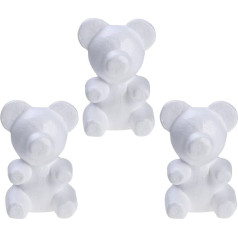 Amosfun 3 White Foam Bears 20cm Small Foam Bear Craft Valentine's Day Flower Bear Modelling Foam Molds Flower Bear Arrangement Accessories