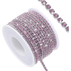 11 Yard Crystal Rhinestone Close Chain Trim, Crystal Rhinestone Diamond Strips für DIY, Rhinestone Bling Sewing Embellishments, Light Purple Rhinestone with Silver Base