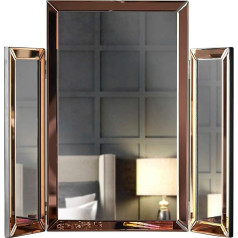 CARME Paloma Triple Mirror Bevelled Glass Design Folded Table Top Makeup Bedroom Dressing Table (Rose Gold)