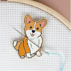 Needle Minder - Royal Corgi Dog for Cross Stitch, Sewing, Embroidery and Handicraft Accessories, Enamel and Magnet
