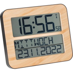 TFA Dostmann Timeline Max 60.4512.01 Digital Radio-Controlled Wall Clock with Clear Radio-Controlled Clock Dementia Clock, Kitchen Clock, with Written Out Day of the Week and Date, with Alarm Function