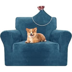 CYCMACO Velvet Sofa Cover 1 Seater, Armchair Cover Elastic, Couch Cover Pet Cat Dogs, Universal Sofa Cover Modern Sofa Cover with Armrests, Sofa Protector Non-Slip, Peacock Blue
