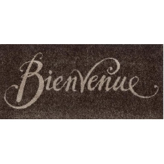 wash+dry Door Mat, Bienvenue Brown, 30 x 70 cm, Washable for Indoor and Outdoor Use