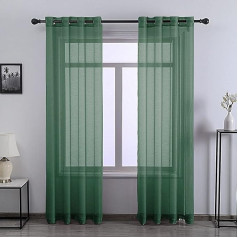 DONREN 2 x 240cm Long Clear Patio Door Curtain for Floor Ceiling Extra Long Sliding Glass Door Curtain Dark Green