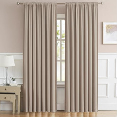DUALIFE 84 Inch Long Tab-Top Back Curtains 2 Panels Pleated Vertical Blinds Window Curtains for Patio Sliding Glass Door 70 Inch Wide Privacy Curtains 70 x