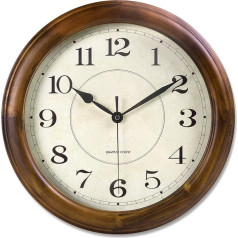 Kesin Wooden Wall Clock 14 Inch Silent Large Decorative Battery Operated Non Ticking Analog Retro Clock for Living Room Kitchen Bedroom