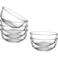 binsakao Small Glass Bowls, Clear Glass Bowls, Serving Bowls for Dessert, Candy, Nuts, Ice Cream, Snack (6 Pieces, 310ml)