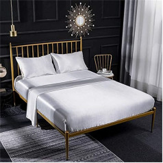 MAYILNSIN Cream Satin Silk Bed Sheet Set 4 Pieces with Satin Fitted Sheet Flat Sheet Pillow Case Breathable Soft and Comfortable Bedding Set Super King Size