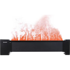 Large Heating Baseboard 45 Inch and Humidifier 2-in-1 with Remote Control, Quiet Heating with Realistic Flame, LED Touch Control 2000W, 24-Hour Timer, Black-QQY