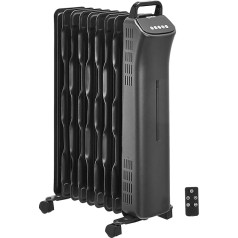 Amazon Basics 2000W Portable Digital Oil Radiator with 9 fins ECO Wave Ribs and Remote Control - Black
