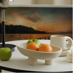 Fruit Bowls, Fruit Bowl with Base, Ceramic Fruit Bowl, Decorative Bowl, Oval Bowl, 10 Inch High