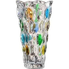 Glass Vase, Boho Flower Vase 23 cm, Large Colourful Glass Flower Vase, Vases Large Modern, Glass Vases Vintage Round for Table Decoration, Gift Wedding, Housewarming Party, Decoration (White