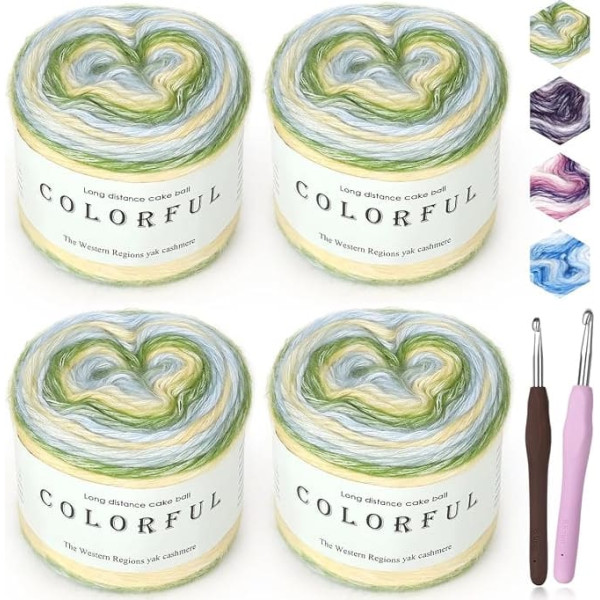 Ombre Yarn, Gradient Cake Yarn, Multicolor Soft Cotton Yarn for Crochet and Knitting, Beautiful Colors for Scarves, Blankets, Crafts and Clothing