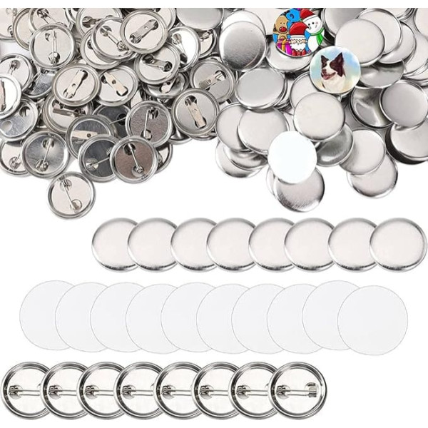 Bruafsir 600 Pieces Blank Buttons 25mm Lapel Pin Making Metal Badge Parts for Button Making Machine