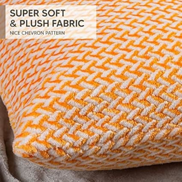 12 x 20 Cushion Covers Set of 2 - Turmeric Throw Cushion Covers, Jacquard Square Cushion Cover for Accent Couch, Sofa, Living Room