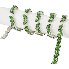 DELORIGIN 2,7 m lange Strass-Kette, glitzernde Strass-Kette für Kleidung, Applikation, Band zum Nähen, DIY, Schmuck, Hochzeit, Party, Armbänder, Handwerk, Brautsträuße, Verzierung (grün)