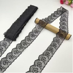 YKAFADE 10 Yard 4 cm Wide Embroidery Lace Trim Lace Ribbon DIY Decorative Lace Trim Ribbon for Sewing Craft Lingerie Wedding Dress Home Decoration, Black