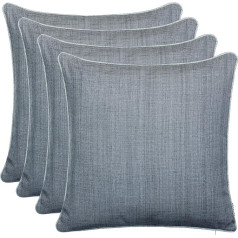 Cushion Cover Set of 4 45 x 45 cm Outdoor Garden Decorative Cushion Cover with Piping - Linen Look Plain Dirt and Water-Repellent with Zip Grey