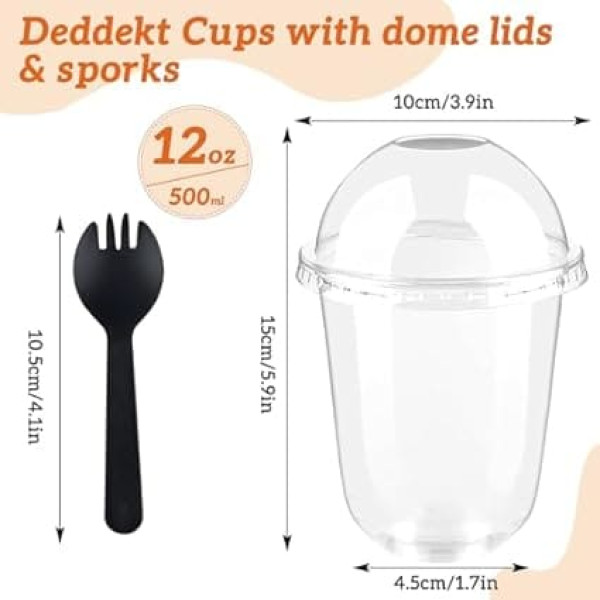 Dessert Glasses Plastic Pack of 50 Dessert Cups Plastic 500 ml Dessert Glasses with Lid and Spoons, Plastic Dessert Cups Reusable, Dessert Bowls Plas-tik for DIY Desserts Pudding Mousse Ice Cream